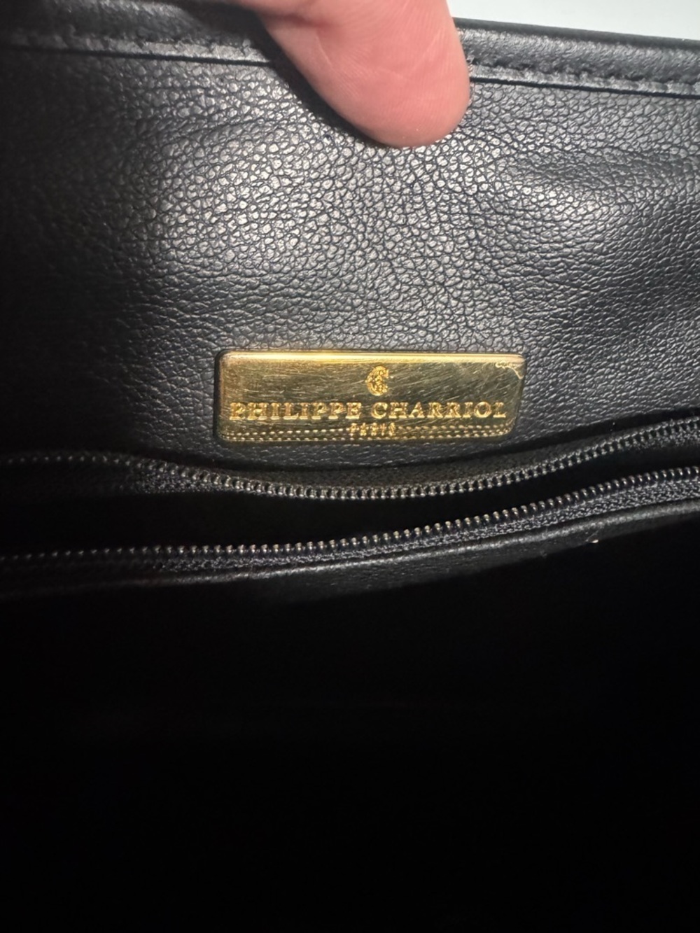 Vintage Philippe Charriol Women’s Black Leather Crossbody Bag with Gold Plate